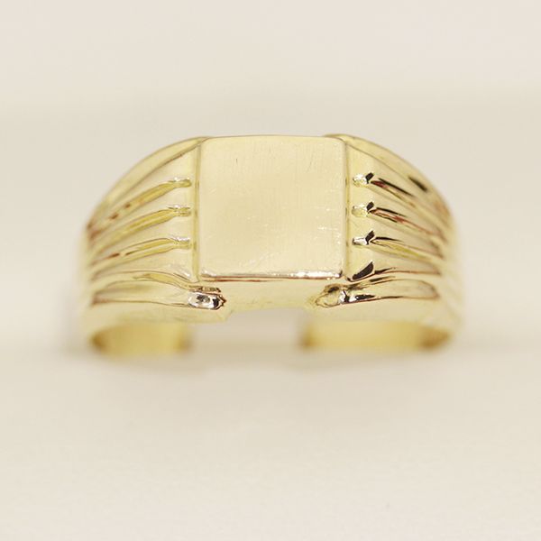 Unisex Yellow Gold Signet Ring, Ornate Band